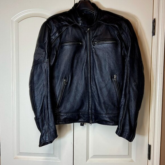 Harley Davidson Embossed, Black,Leather Jacket, Size M